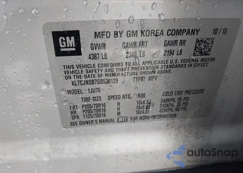 2016 Chevrolet Trax 1Ls from USA, damaged, VIN KL7CJNSB7GB538129